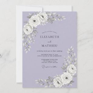 Convite Casamento Lilás Rosa Poeira Branco