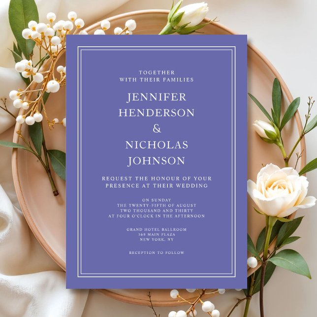 Convite Casamento Lilás Roxo Formal Elegante Moderno (Modern Elegant Formal Purple Lavender Wedding Invitation)