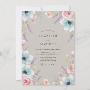 Convite Casamento Lilás Taupe Eucalipto