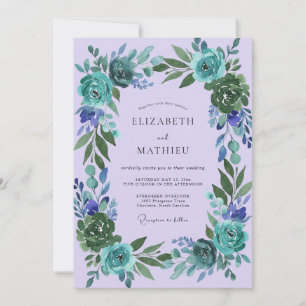 Convite Casamento Lilás Tília Ranunculus Suave Eucalipto