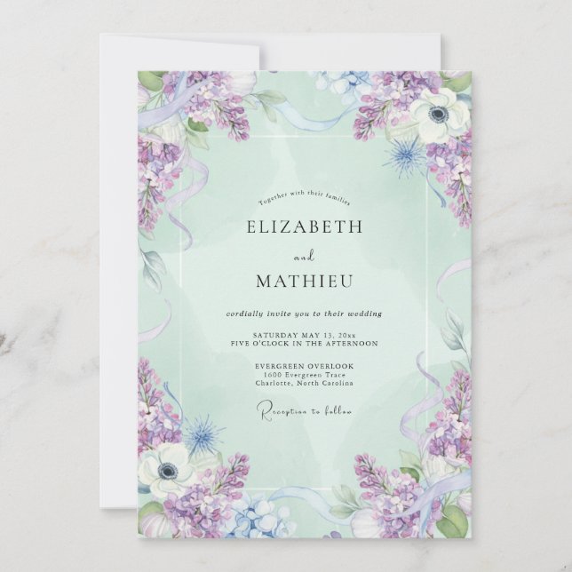 Convite Casamento Lilás Violeta Hortênsia (Frente)