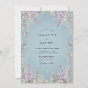 Convite Casamento Lilás Wisteria em Pó