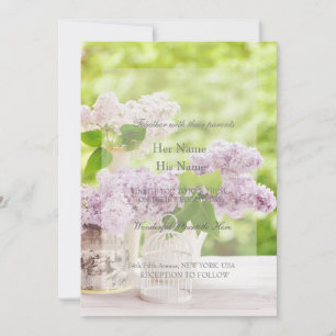Convite Casamento Lilático Branco Floral Branco-Flor-Prima
