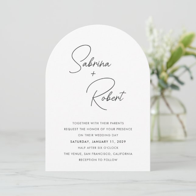 Convite Casamento Limpo Moderno (Em pé/Frente)