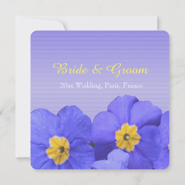 Convite casamento lindo, elegante, azul e flores amarelas (Verso)