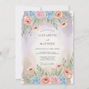 Convite Casamento Lírico de Primavera com Pêssego
