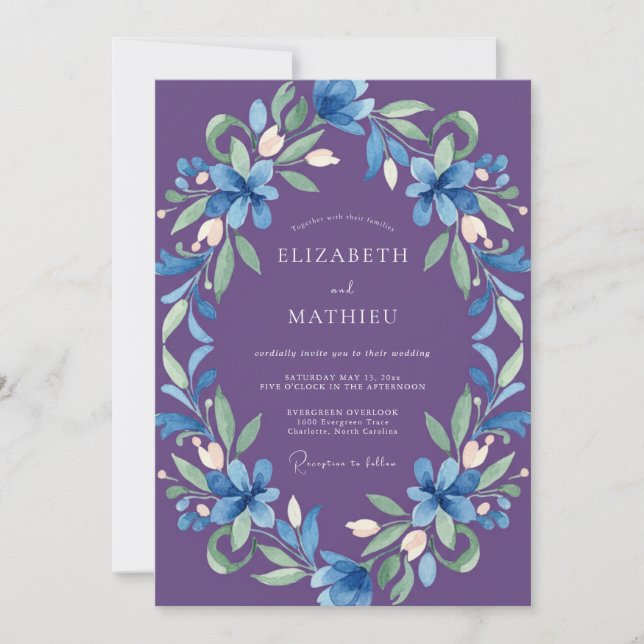 Convite Casamento Lírio Azul Ámbar (Frente)