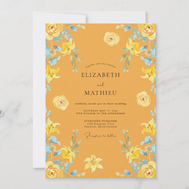 Convite Casamento Lírio Azul Malva (Frente)