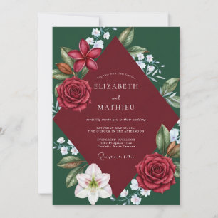 Convite Casamento Lírio Esmeralda Marrom Selvagem