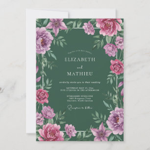 Convite Casamento Lírio Magenta Floresta