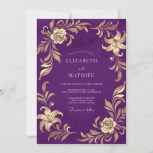 Convite Casamento Lírio Roxo Real
