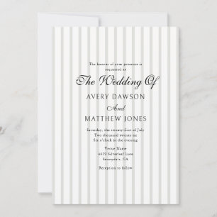 Convite Casamento Listrado de Sage no Estilo Country Club 