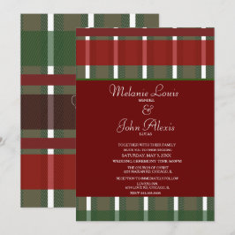 Convite Casamento Listrado Moderno Burgundy Verde Branco