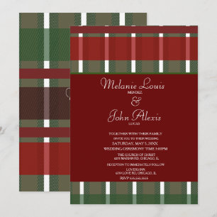 Convite Casamento Listrado Moderno Burgundy Verde Branco