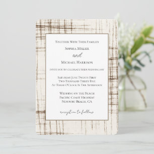 Convite Casamento Listras Abstratas Marrom Creme