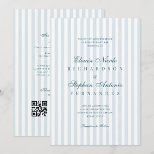 Convite Casamento Listras Azuis Roteiro Luxo Atemporal