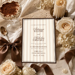 Convite Casamento Listras Bege Café Luxo