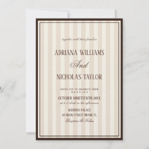 Convite Casamento Listras Bege Mocca