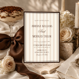 Convite Casamento Listras Bege Mocca