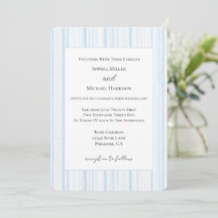 Convite Casamento Listras Brancas Azul Claro