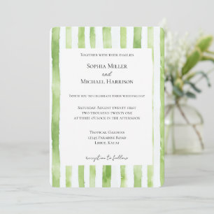 Convite Casamento Listras Brancas Verde Tropical