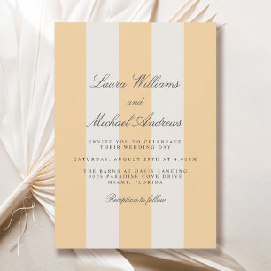 Convite Casamento Listras de Cabana Simples Amarelo e Bran
