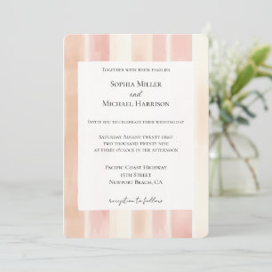 Convite Casamento Listras Rosa Creme Pêssego