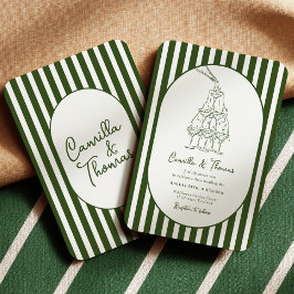 Convite Casamento Listras Verde Escuro