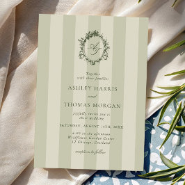 Convite Casamento Listras Verde Sage
