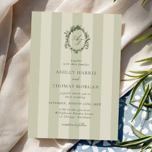 Convite Casamento Listras Verde Sage