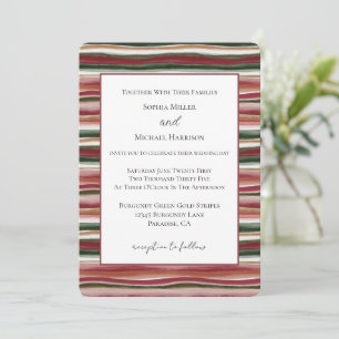 Convite Casamento Listras Vermelhas Bege Burgundy Verde Do