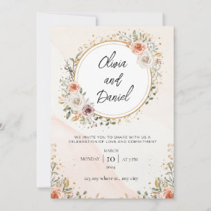 Convite Casamento Livre Branca Russo Watercolor Floral Fre