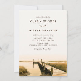 Convite Casamento Lowcountry com Script Golden Ochre Olive