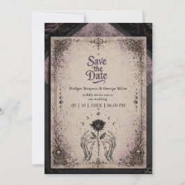 Convite Casamento Lua Caveira Rosa Medieval Roxa Gótica