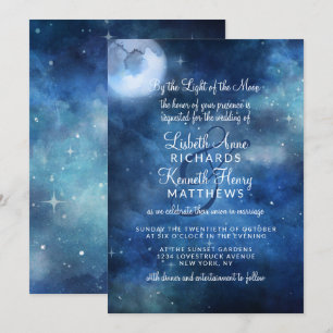 Convite Casamento Lua Cheia Estrelas Celestiais