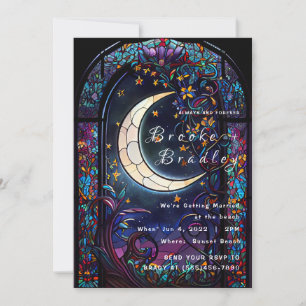 Convite Casamento Lua e Estrelas de Vitral