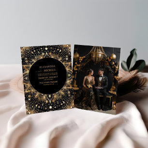 Convite Casamento Lua Negra Meia-Noite Celestial Foto