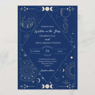 Convite Casamento lua sol estrelas constelações