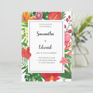 Convite Casamento Luau de Folhas Tropicais