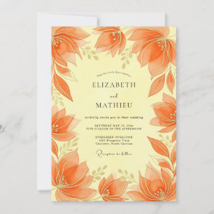 Convite Casamento Luminoso de Verão Laranja
