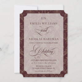 Convite Casamento Luxo Real Borgonha