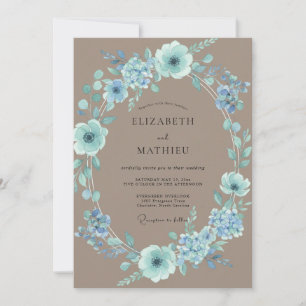 Convite Casamento Luxo Taupe Aqua Pétala