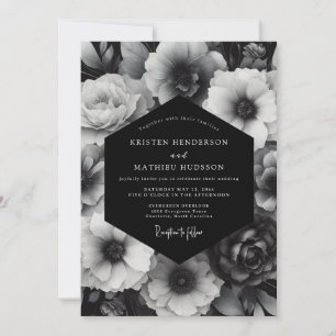 Convite Casamento Luxuoso Black Bloom