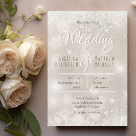 Convite Casamento Luxuoso Brilho Champanhe Glamouroso