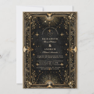 Convite Casamento Luxuoso Celestial à Meia-Noite