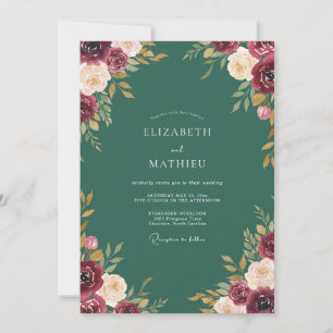 Convite Casamento Luxuoso de Caça Verde Outonal