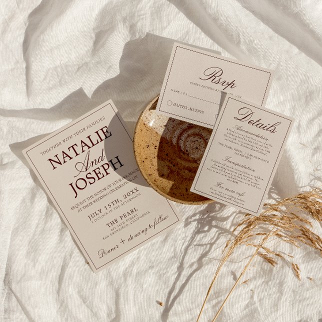 Convite Casamento Luxuoso de Chocolate Marrom Antigo e Ele (Criador carregado)