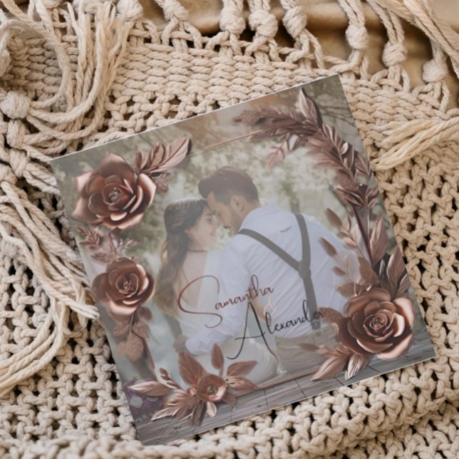 Convite Casamento Luxuoso de Foto Personalizada Elegante R (Criador carregado)