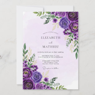 Convite Casamento Luxuoso de Primavera com Ametista