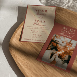 Convite Casamento Luxuoso de Velha Fortuna em Cobre Auburn